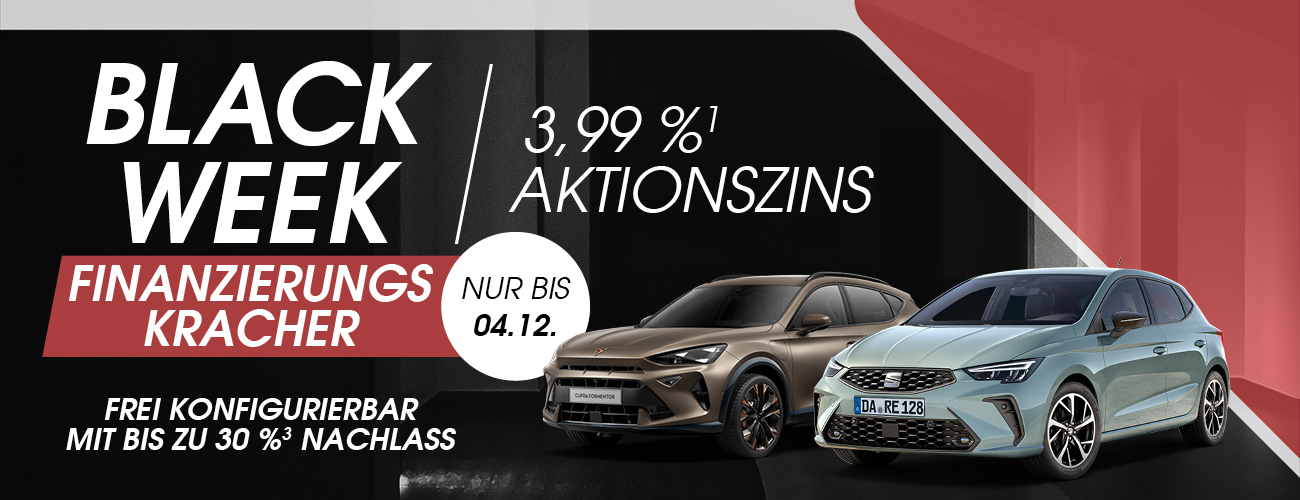 HEADER DESKTOP Cupra Seat Finanzierungskracher Black Friday Ibiza + Formentor 3,99 %